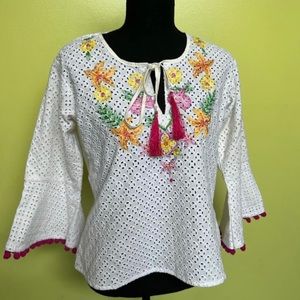 NWT eyelet embroidery top